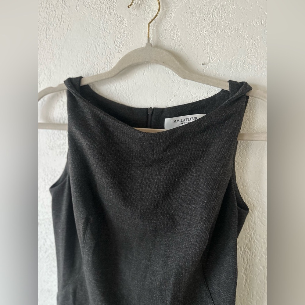 MM Lafleur Sheath Dress Textured Ponte in Charcoal Gray Lydia Twist Strap - Picture 4 of 8